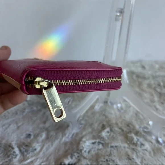 FOSSIL red maroon cream and hot pink zip around clutch wallet - Picture 7 of 10